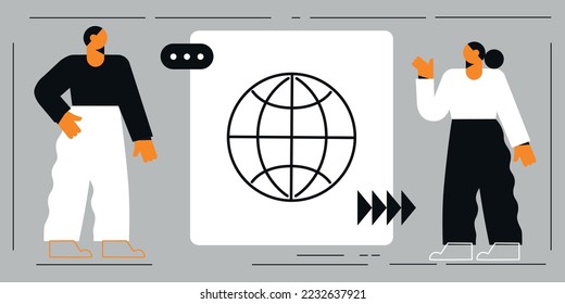 Technology future. SEO, search engine optimization, settings. Vector people flat illustration. Ideal for social media, business presentations, user interface, UX, graphic, web design, apps, interfaces