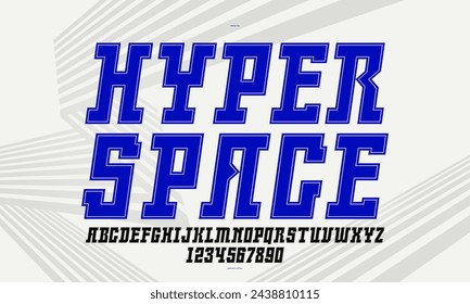 La tecnología y el estilo futuro muestran la fuente para logotipos y carteles, el tipo de letra vectorial en estilo minimalista moderno, letras y números del alfabeto de diseño geométrico, alta tecnología, versión en cursiva.