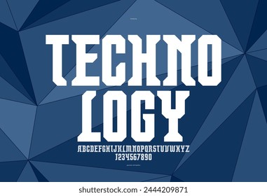 Technology and future style display font for logos and posters, vector typeface in modern minimal style, geometric design alphabet letters and numbers, high-tech.