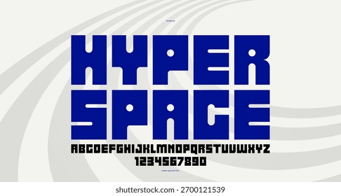 Tecnología y estilo futuro para logotipos y carteles, tipografía de Vector en estilo minimalista moderno, letras y números de alfabeto de diseño geométrico, alta tecnología.