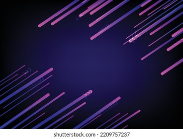 Technology futuristic abstract background blue and pink purple diagonal striped lines with glowing light effect on dark blue background. Space for text. Vector illustration for presentation design.