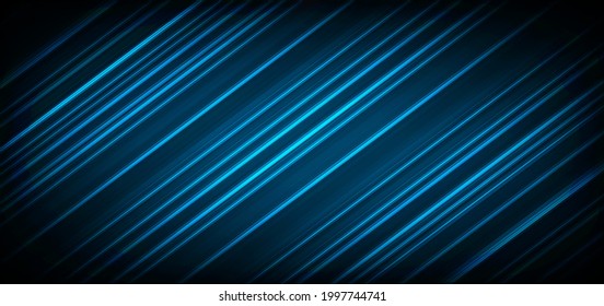 Technology futuristic background light blue glowing striped lines on dark blue background. Vector illustration   