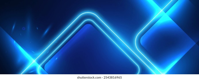 Tecnología de fondo futurista con líneas de luz de neón. Ilustración vectorial.