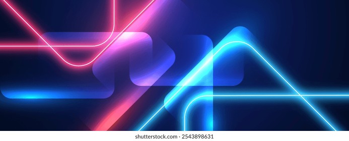 Technology futuristic background with neon light lines. Vector illustration.	
