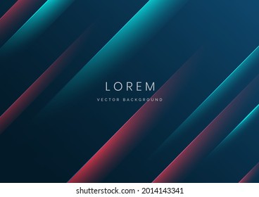 Technology futuristic background red and blue striped lines with light effect on blue background. Vector illustration   