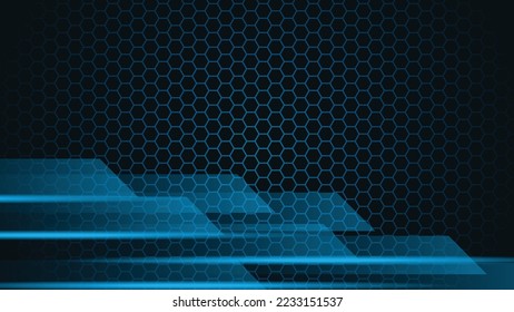 	
Technology futuristic background striped lines with light effect on blue background.