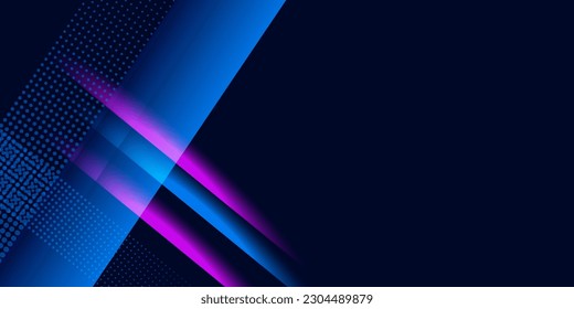 Technology futuristic background striped lines with light effect on blue background. Space for text