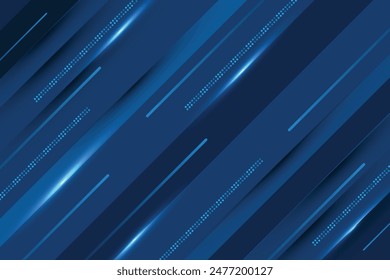 Technology futuristic background striped lines with light effect on blue background. Space for text. Vector illustration