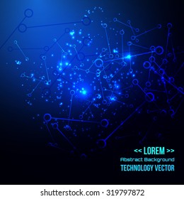 Technology futuristic blue digital molecules, bubbles background, Vector illustration