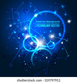 Technology futuristic blue digital molecules, bubbles background, Vector illustration
