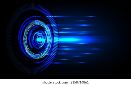 Technology futuristic blue light circle energy system geometric in black background vector illustration.
