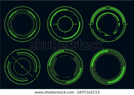 Technology futuristic circle element. HUD focus sci-fi circular design.