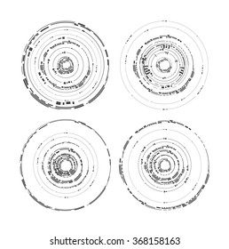 Technology futuristic circle shapes elements. HUD elements. Vector eps10.