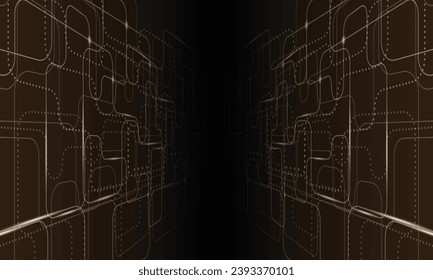 Technology futuristic concept glowing blue lines and lighting perspective on dark background. Design for your banner.