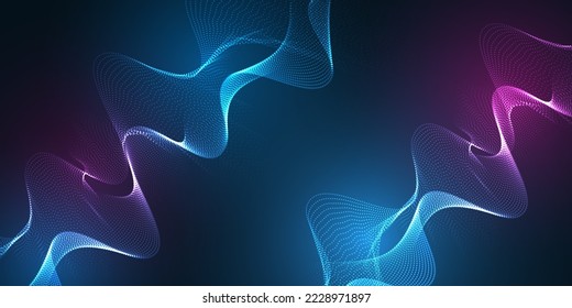 Technology futuristic concept.  High-tech communication design for presentation or banner. Abstract design consisting of particles of dots and lines on a blue background.