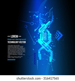 Technology futuristic digital background, DNA, Vector 