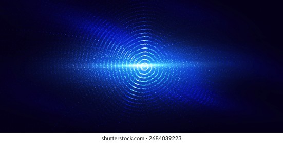 Technology futuristic digital glowing particles on dark blue background. Data communication cyberspece concept. Vector illustration