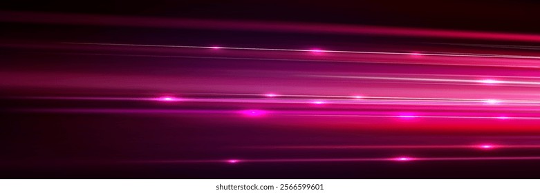 Technology futuristic dynamic motion. Abstract futuristic background with glowing light effect.Vector illustration. Glow of bright lines of transport vehicle drive on road highway. High speed light.