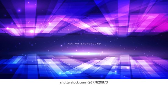 Tecnología de fondo Horizontal geométrico futurista. Datos de comunicación, movimiento de velocidad, concepto. Ilustración vectorial