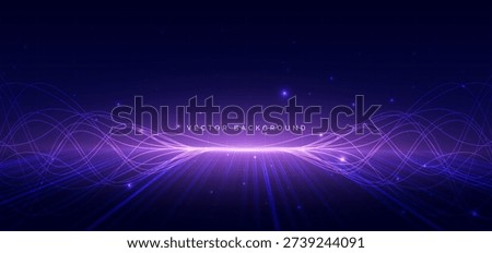 Technology futuristic glowing blue and purple wave lines on dark background. Network communication concept. Vector illustration
