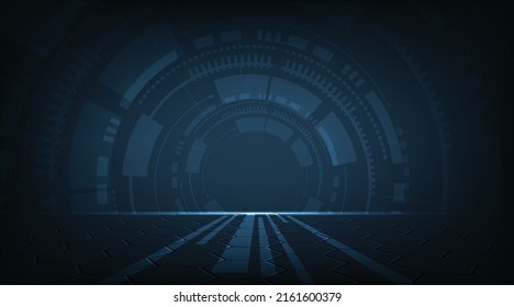 Technology futuristic graphic background.Dark blue background Vector illustration.