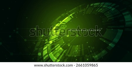Technology futuristic green hi tech cyber element on dark green background. Vector illustration 