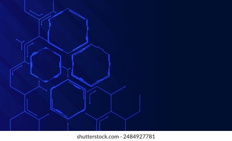 Marco hexagonal futurista de la Tecnología. Fondo azul de alta tecnología.