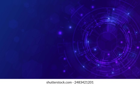 Technology futuristic hexagones low polygon geometric. Hi- tech blue bacground.