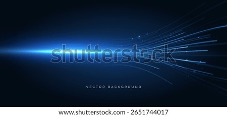 Technology futuristic horizontal lines glowing on dark blue background. Internet hi speed big data network concept. Vector illustration