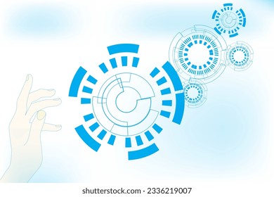 technology futuristic innovation abstract. hand touch on background.