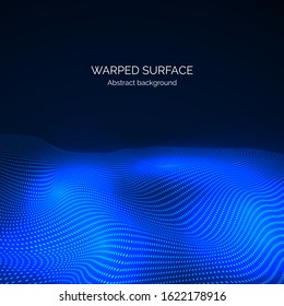 Technology futuristic landscape. Abstract digital wave of particles. Surface of digital wave. Data flow. Vector