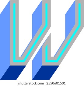 Technology Futuristic Letter Alphabet Vector Element W