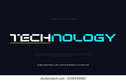 Technology, futuristic minimalist display font design alphabet typeface letters typography logo design font