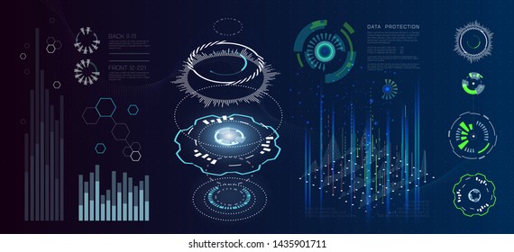 Technology futuristic modern user interface circle shapes. HUD elements. Futuristic Sci Fi Abstract Set. Futuristic blue virtual graphic touch user interface. Set of Circular Design Element.