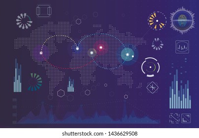 Technology futuristic modern user interface circle shapes. HUD elements. Futuristic Sci Fi Abstract Set. Futuristic blue virtual graphic touch user interface. Set of Circular Design Element.