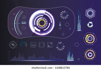 Technology futuristic modern user interface circle shapes. HUD elements. Futuristic Sci Fi Abstract Set. Futuristic blue virtual graphic touch user interface. Set of Circular Design Element.