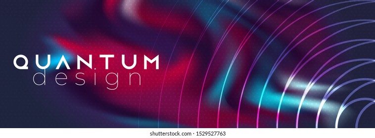 Technology futuristic smoky liquid wavy background with circle glowing lines.  asbtract vector template. Data techno visualization concept