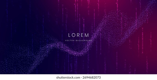 Technologie futuristische Splash-Punkte Linien auf blauem und rosa Hintergrund. Futuristisches Big-Data-Verbindungsnetzkonzept. Vektorgrafik