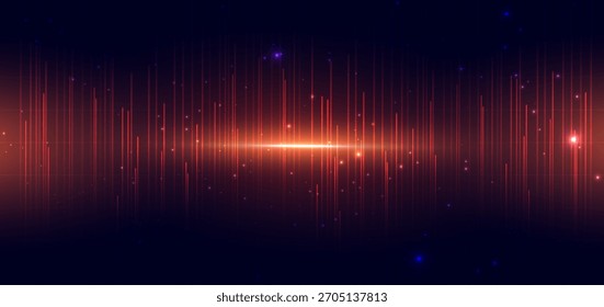 Technologie futuristische vertikale Linien Netzwerk-Verbindungsgeschwindigkeit orange auf dunklem Hintergrund. Vektorgrafik