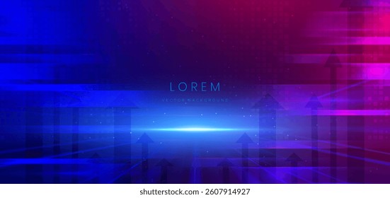 Technology futuristics arrow vertical rays. Cyber connection communication, innovation concept . Vector illustration