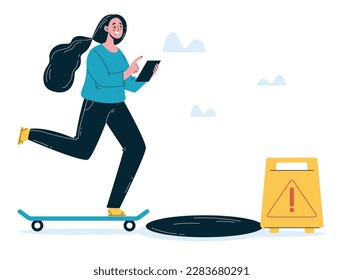 Technology gadget addiction concept. Vector graphic design illustration