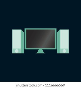 Technology gadget in flat design Computer speakers