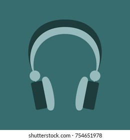 Technology gadget in flat design headphones