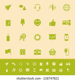 Technology gadget screen color icons on light brown background, stock vector