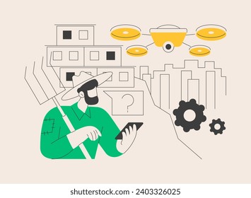 Technology gap abstract concept vector illustration. Digital divide, app gap, technology use, mobile device, understanding, developing country, time lag, digital literacy abstract metaphor.