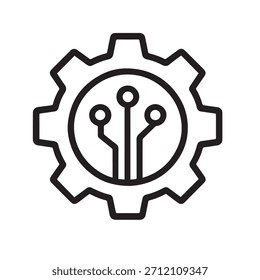Technology Gear Icon with Circuit Lines