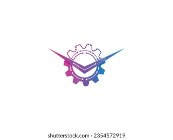 Technology gear logo. Tech gear house logo design. Business. House logo. Real estate. Finance. Building. Tech house logo