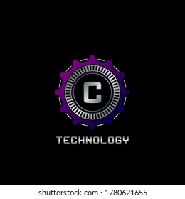 Technology Gear Rail  C Letter Logo vector design, the techno logo for idustrial, automotive,  technology and more brand identity.