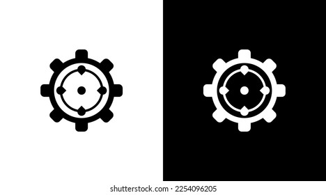 equipo de tecnología y logotipo de destino estilo de ilustración de iconos en blanco y negro Diseños plantillas