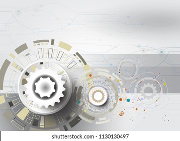 Technology gear wheel engineering on gray color, vector illustration tech digital innovation design colorful on circuit board and engineering digital telecom technology concept. Abstract background